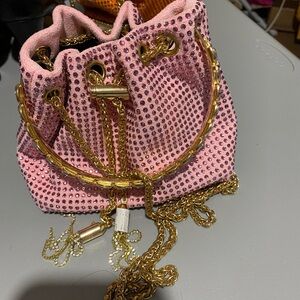 Pink and Gold Chain Women Bag